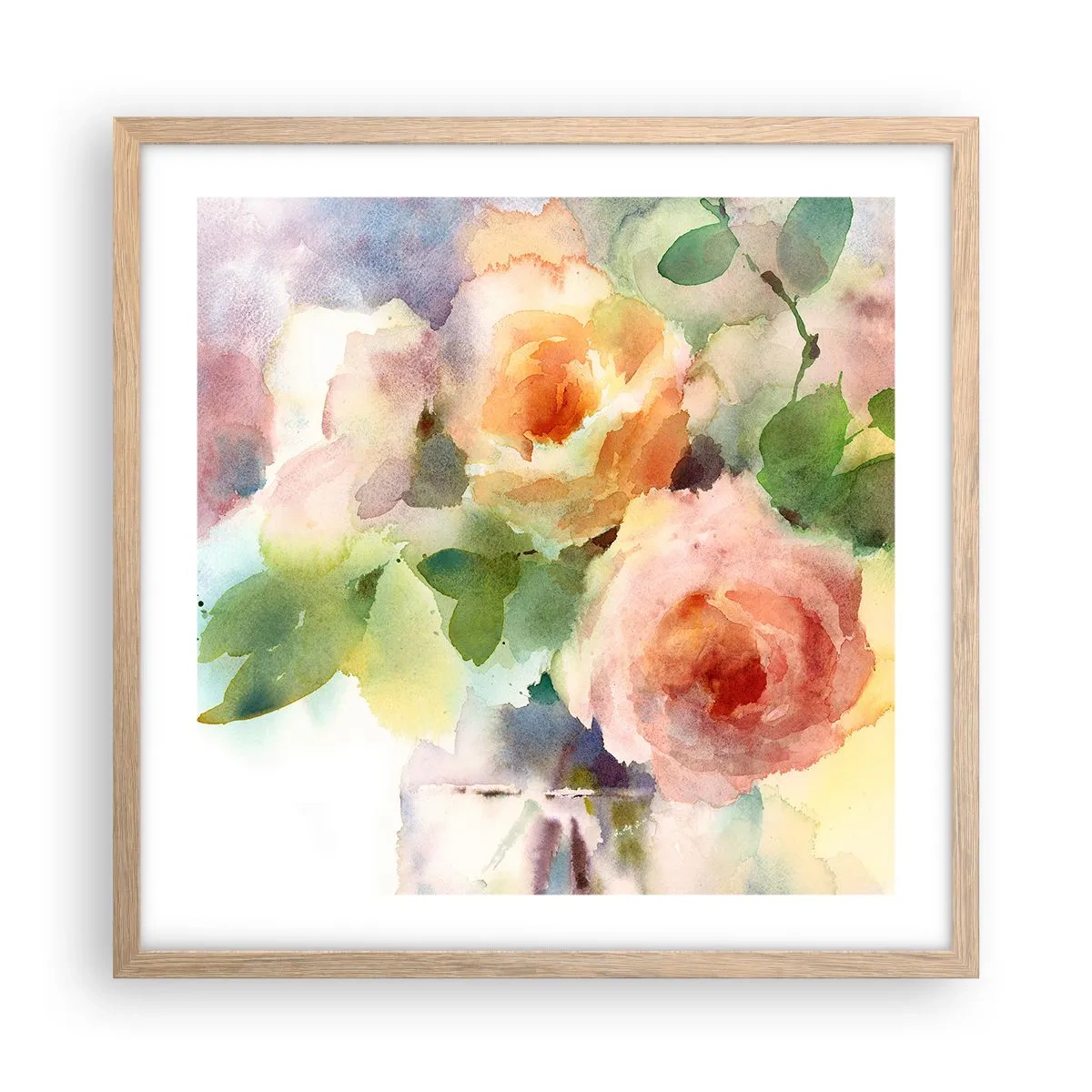 Affiche dans un chêne clair - Poster - Délicat comme l'aquarelle - 50x50 cm