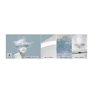 Échantillon de Papier Peint Autocollant Deluxe Sticker - La tête dans les nuages - Brillant, Portrait, Des nuages - 100x30 cm