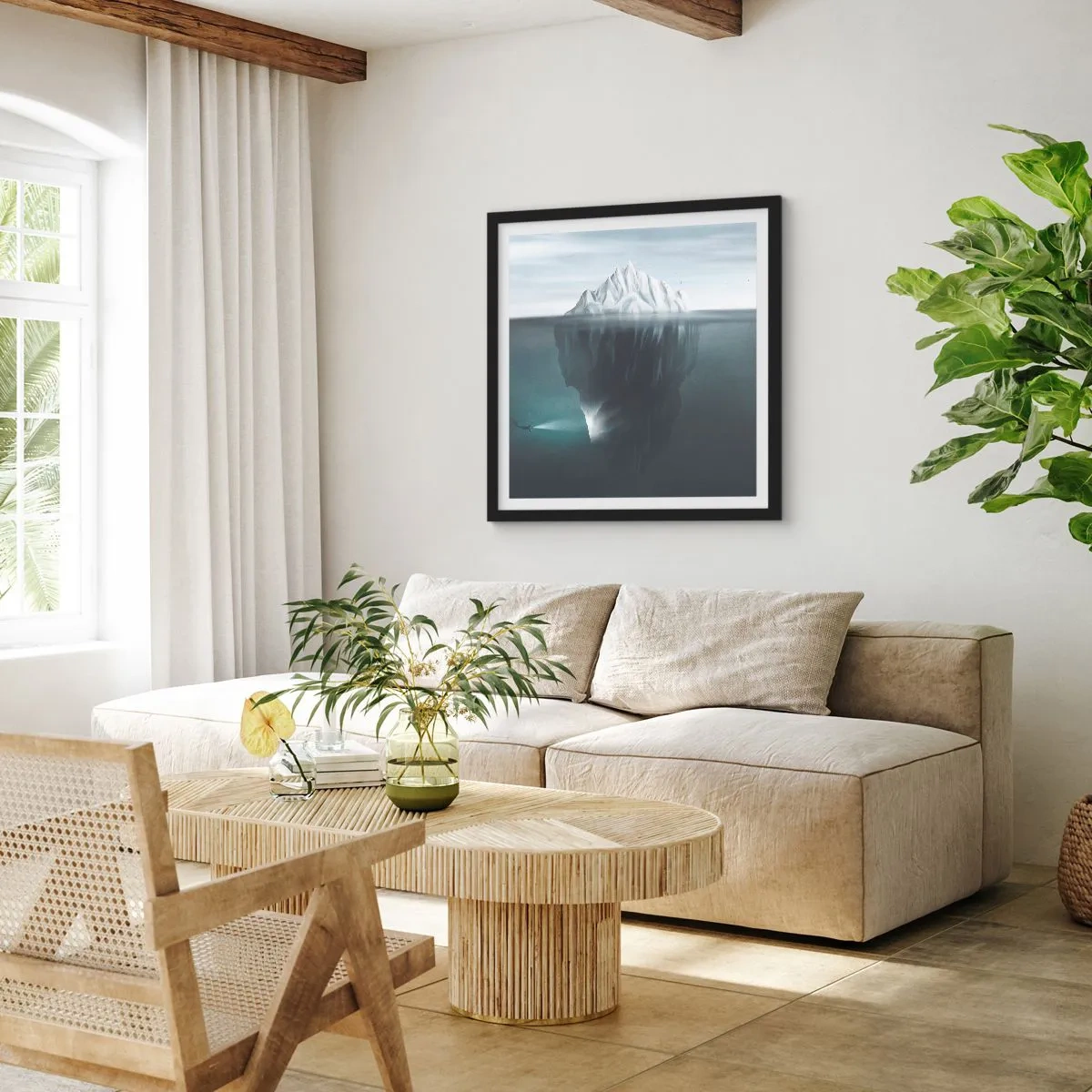 Affiche dans un cadre noir - Poster - Mystère sous-marin - 40x40 cm