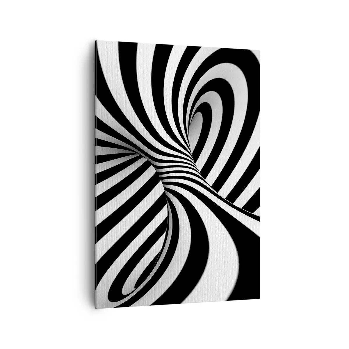 Impression sur toile - Image sur toile - Tunnel abstrait avec des rayures en spirale noires et blanches - 70x100cm - Composition : espace de danse - Décoration murale moderne pour le salon et la chambre ARTTOR