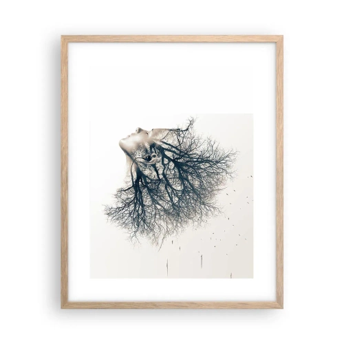 Affiche dans un chêne clair - Poster - Écouter le murmure des arbres - 40x50 cm