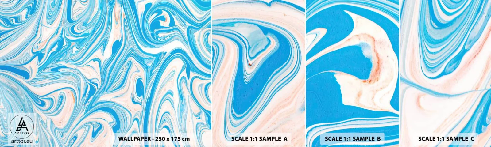 Échantillon de Papier Peint Autocollant Deluxe Sticker - Bassin turquoise - Abstraction, Morceau, Modèle moderne - 100x30 cm