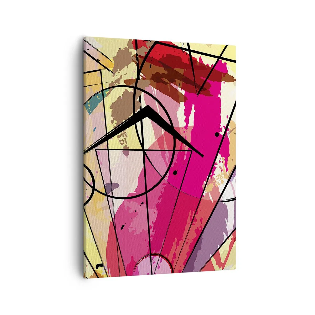 Impression sur toile - Image sur toile - Abstraction avec des lignes et des formes géométriques - 50x70cm - Explosion - Décoration murale moderne pour le salon et la chambre ARTTOR