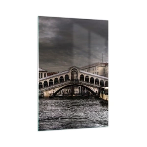 Impression sur verre - Image sur verre - Pont du Rialto à Venise sur le Grand Canal, architecture classique. - 70x100cm - Promesse d'une soirée vénitienne - Décoration murale moderne pour le salon et la chambre ARTTOR