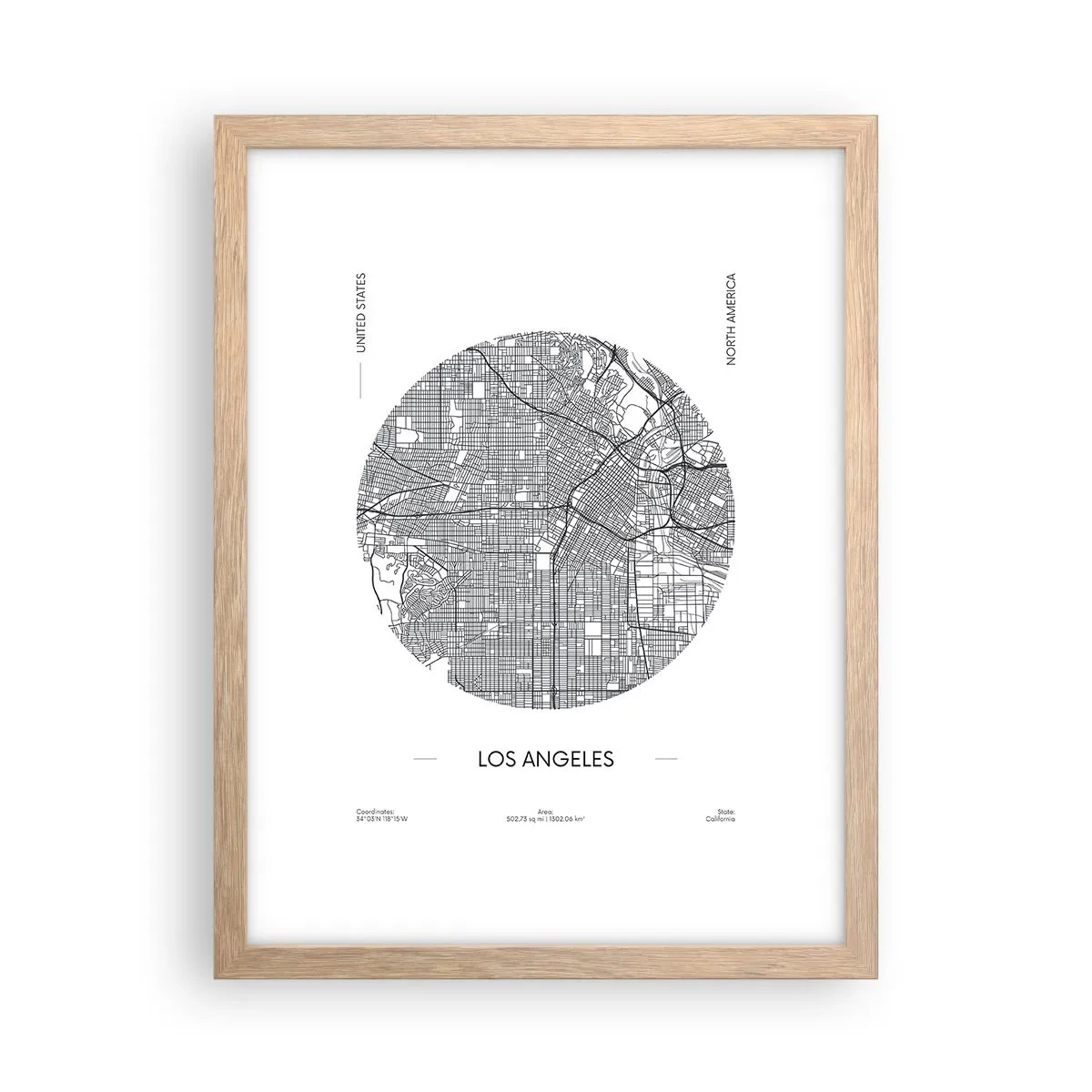Affiche dans un chêne clair - Poster - Anatomie de Los Angeles - 30x40 cm