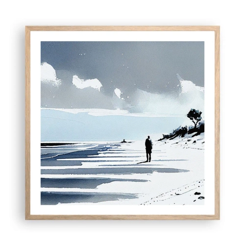 Affiche dans un chêne clair - Poster - Seul à seul - 60x60 cm