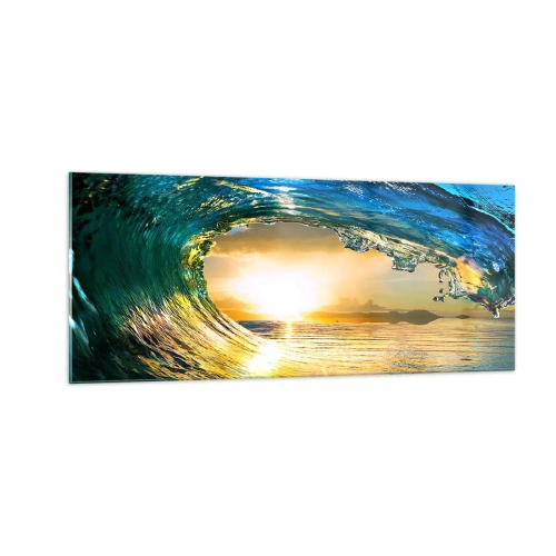 Impression sur verre - Image sur verre - Dans un éclat émeraude-or - 100x40 cm