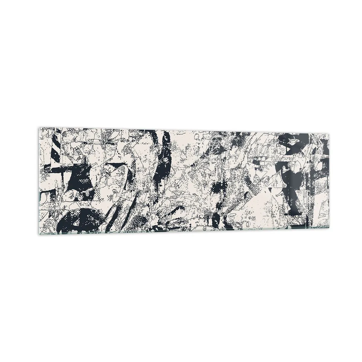Impression sur verre - Image sur verre - Composition abstraite en noir et blanc avec une mise en page dynamique - 160x50cm - Interpénétration des contraires - Décoration murale moderne pour le salon et la chambre ARTTOR