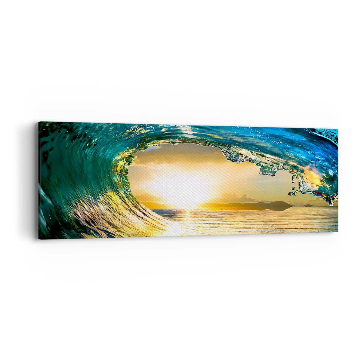 Impression sur toile - Image sur toile - Dans un éclat émeraude-or - 90x30 cm