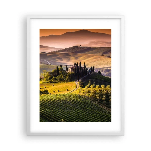 Affiche dans un cadre blanc - Poster - Arcadie - le paysage toscan - 40x50 cm