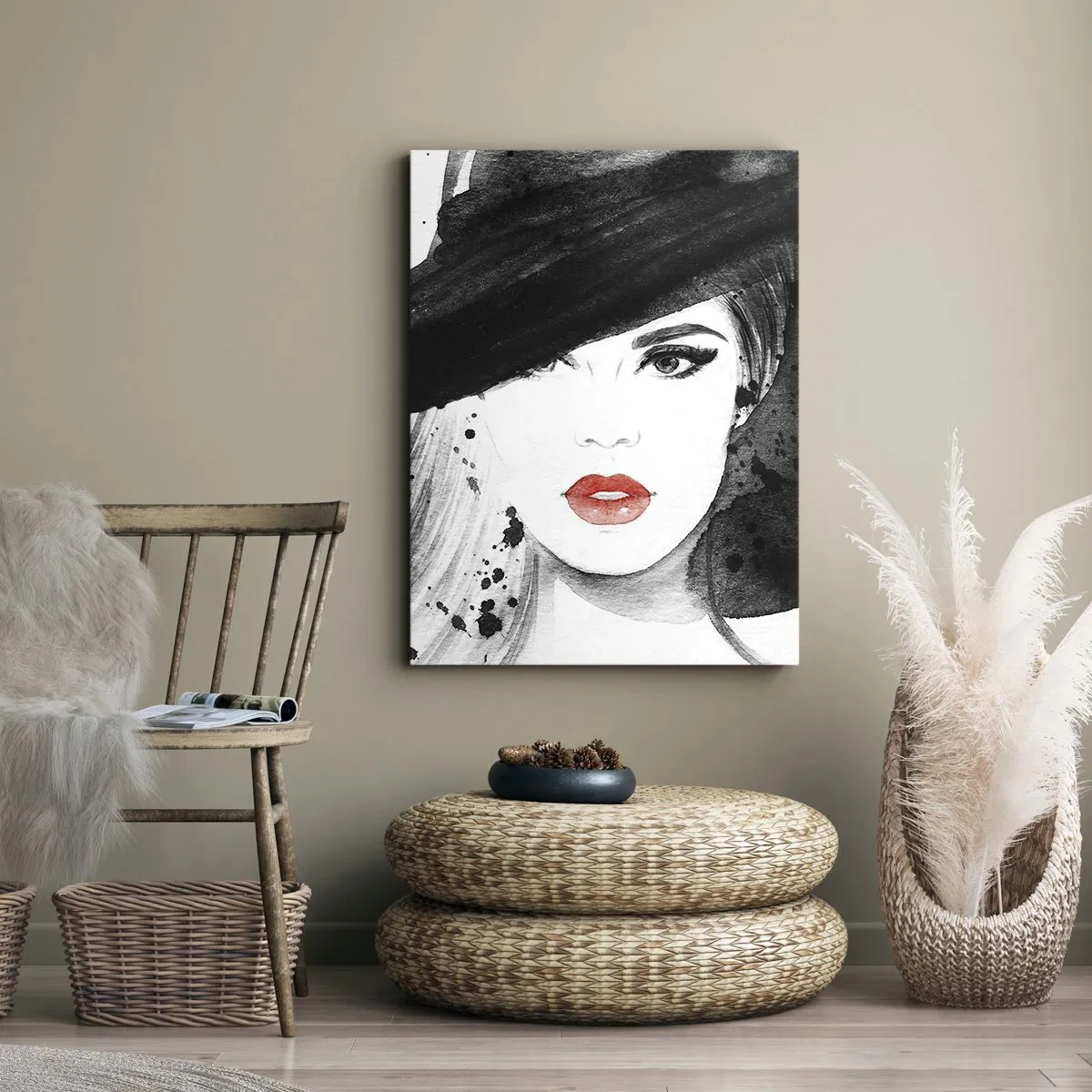 Impression sur toile - Image sur toile - Dame en noir - 65x120 cm