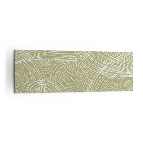 Impression sur toile - Image sur toile - Lignes vertes et blanches dans une composition abstraite - 160x50cm - Abstraction complexe de blanc - Décoration murale moderne pour le salon et la chambre ARTTOR