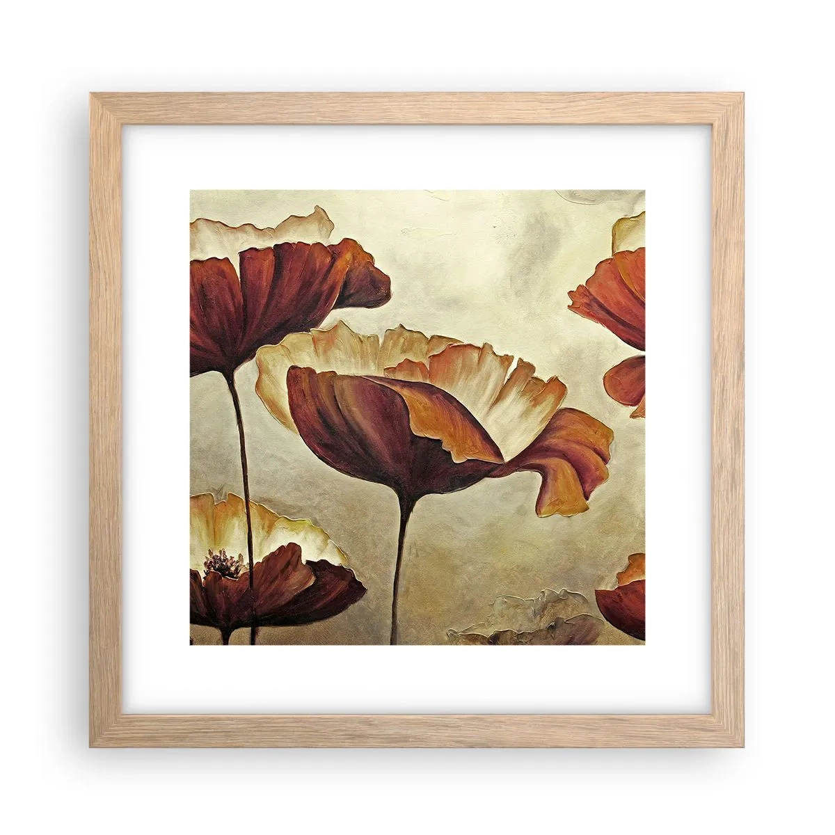 Affiche dans un chêne clair - Poster - À la lisière des champs - 30x30 cm