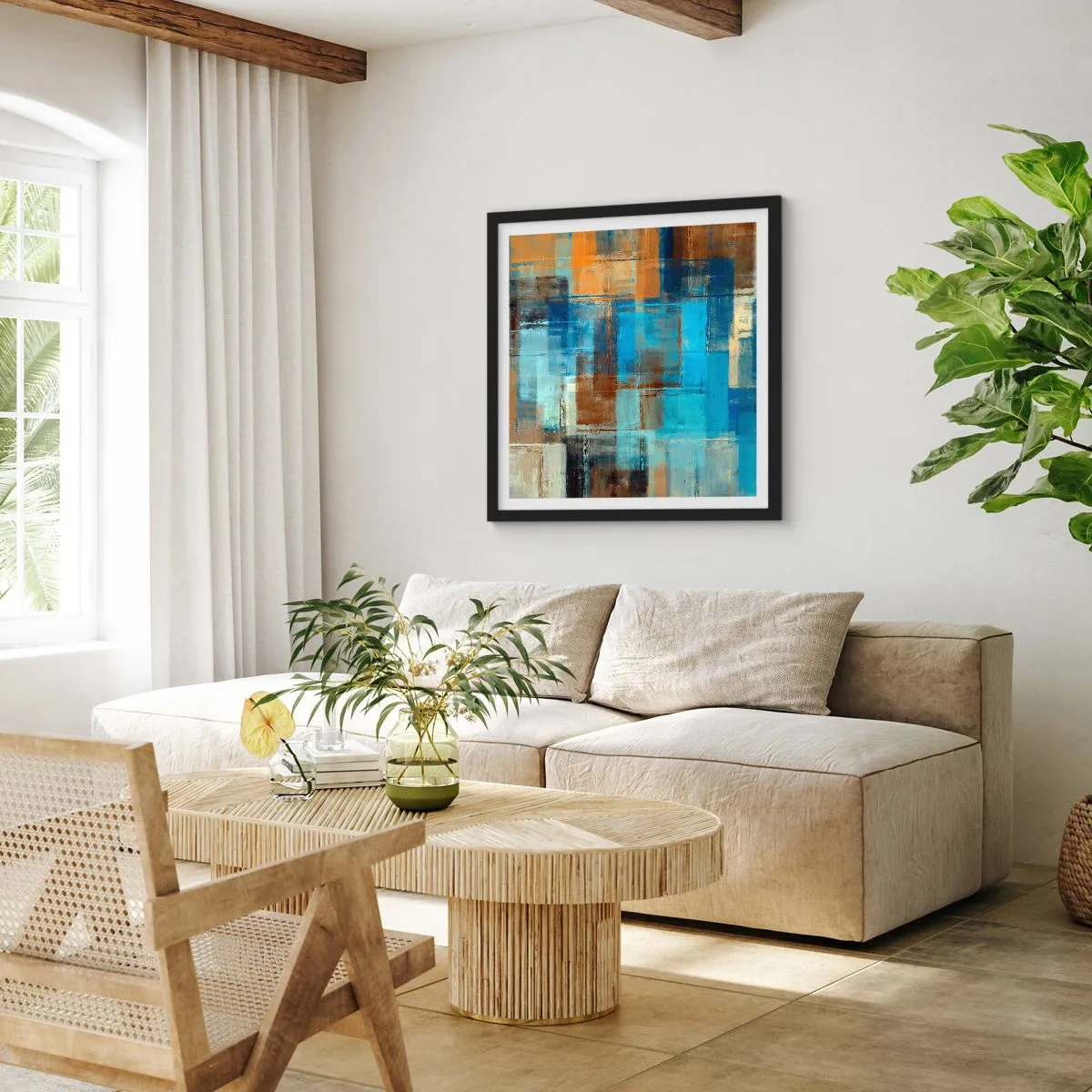 Affiche dans un cadre noir - Poster - A travers le voile bleu - 40x40 cm