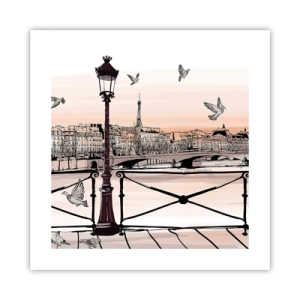 Affiche - Poster - Sur les toits de Paris - 40x40 cm