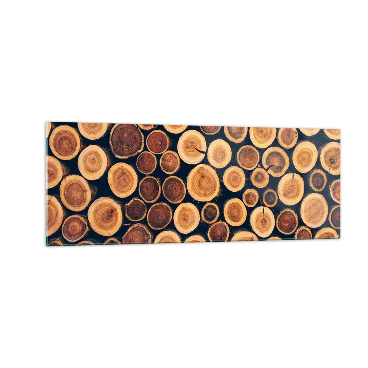 Impression sur verre - Image sur verre - Modèle réalisé à partir de sections transversales de bûches de bois - 140x50cm - Quel âge je semble avoir ? - Décoration murale moderne pour le salon et la chambre ARTTOR