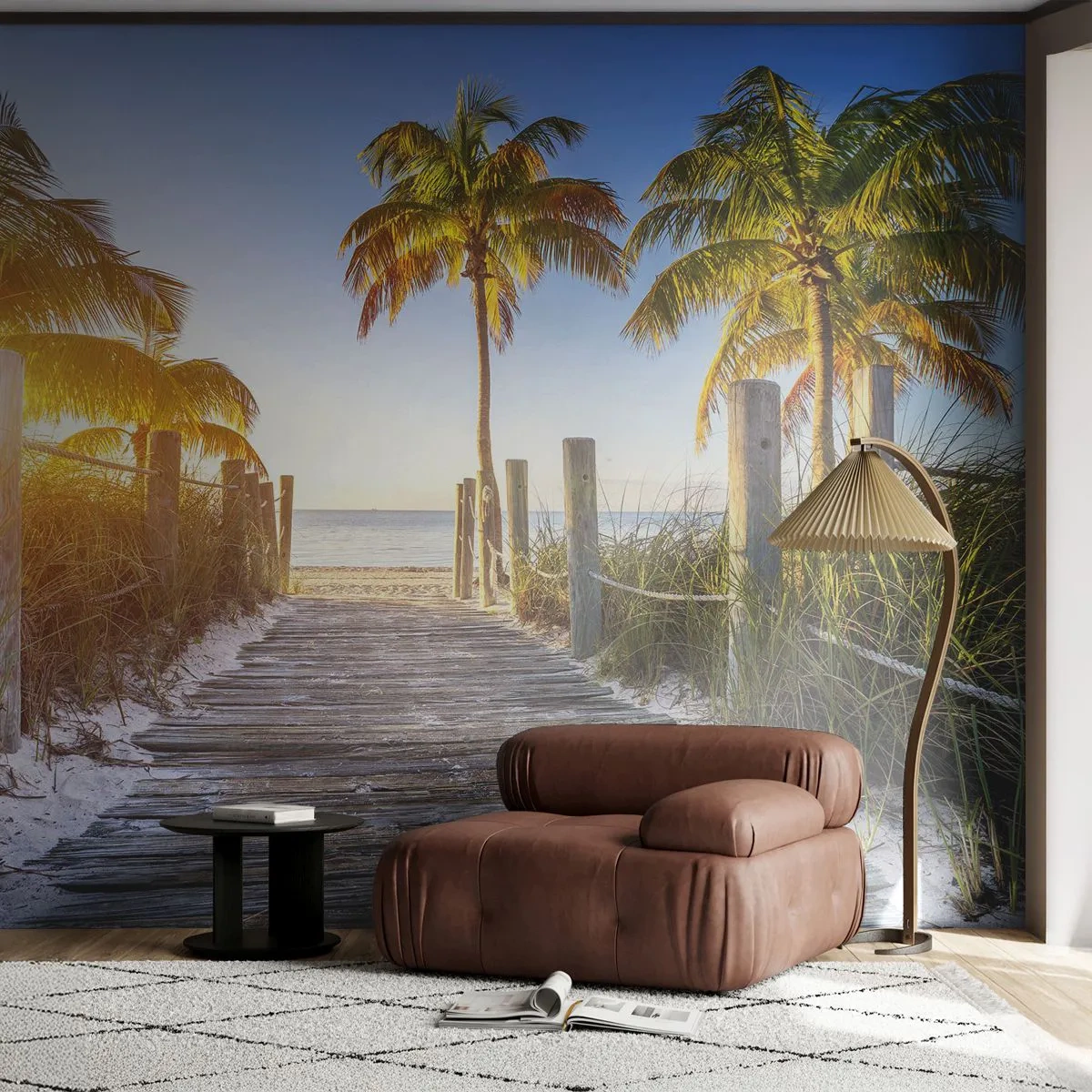 Papier Peint Photo Premium Canvas - Directement au paradis - Paysage, Cocotier, Plage - 250x175 cm