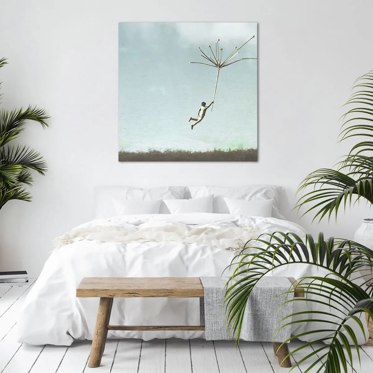 Impression sur toile - Image sur toile - Cerfs-volants, pissenlits, vent - 60x60 cm