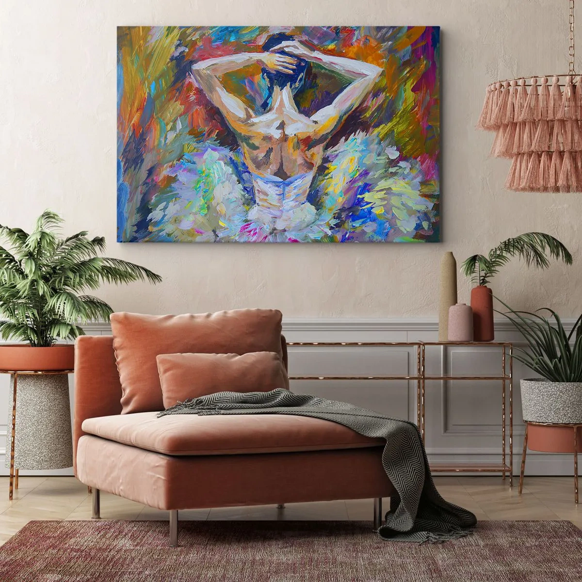 Impression sur toile - Image sur toile - Une ballerine aux couleurs dynamiques et à l'expression picturale - 70x50cm - Il se peut que ce soit tout - Décoration murale moderne pour le salon et la chambre ARTTOR