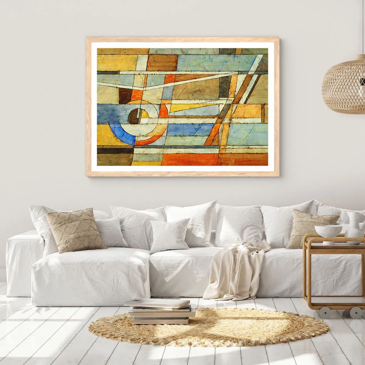 Affiche dans un chêne clair - Poster - Cubisme sur le chantier - 50x40 cm