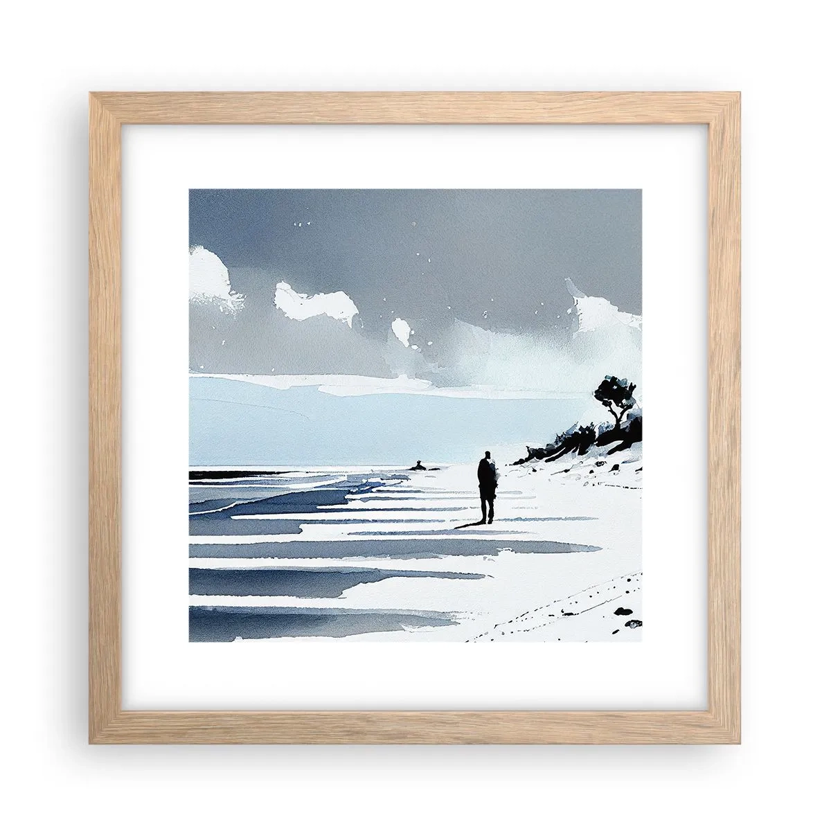 Affiche dans un chêne clair - Poster - Seul à seul - 30x30 cm