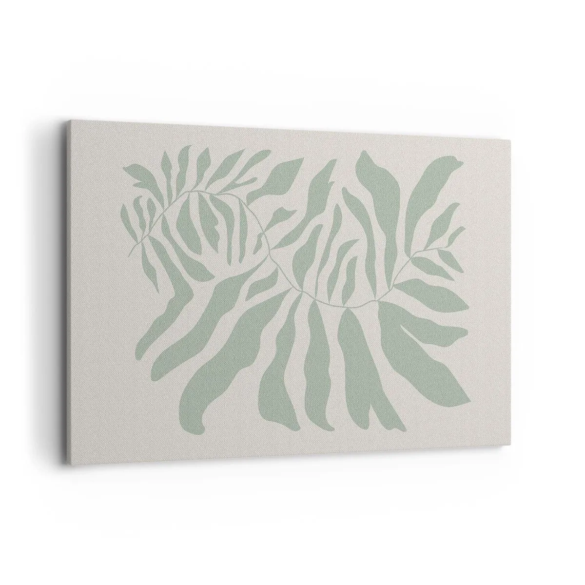 Impression sur toile - Image sur toile - Un motif de brindilles délicat avec des feuilles dans une nuance de vert émeraude - 120x80cm - Brindille d'émeraude - Décoration murale moderne pour le salon et la chambre ARTTOR