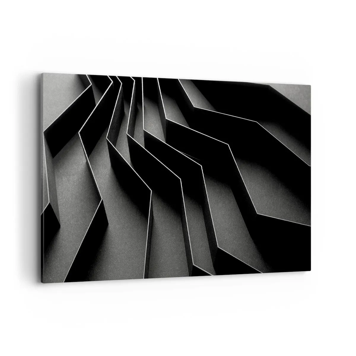 Impression sur toile - Image sur toile - Abstraction en noir et blanc avec des structures géométriques - 100x70cm - Ordre spatial - Décoration murale moderne pour le salon et la chambre ARTTOR