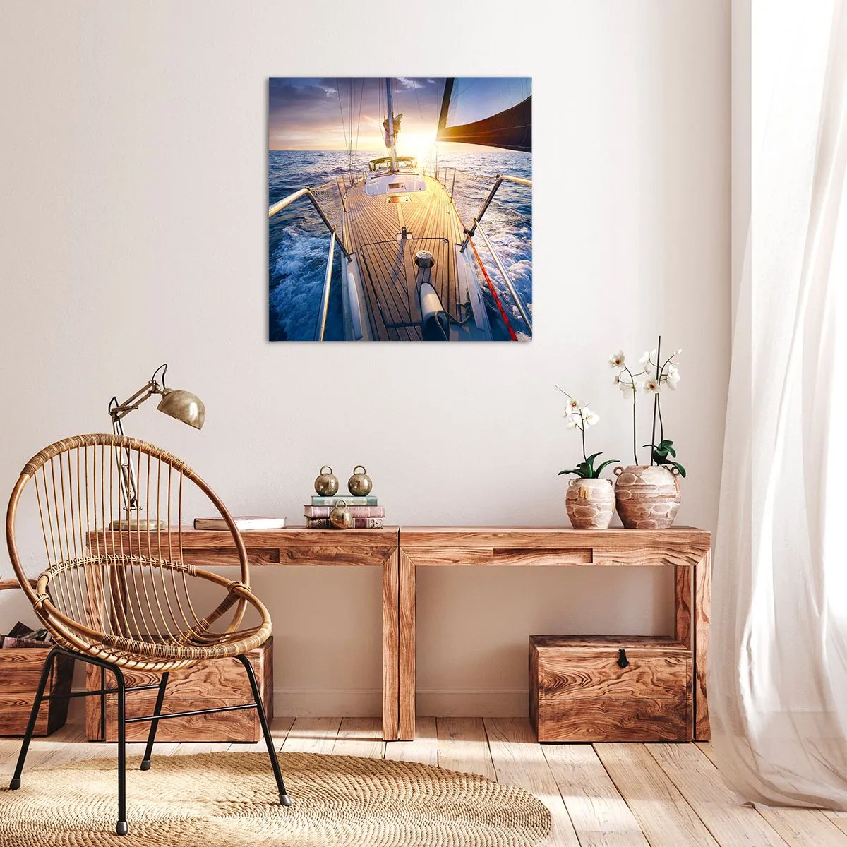 Impression sur toile - Image sur toile - Courir sur les vagues - 40x40 cm