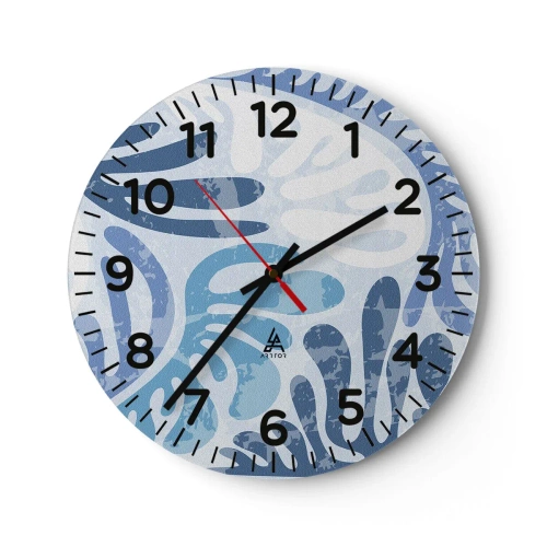 Horloge murale - Pendule murale - Fougères bleues - 40x40 cm