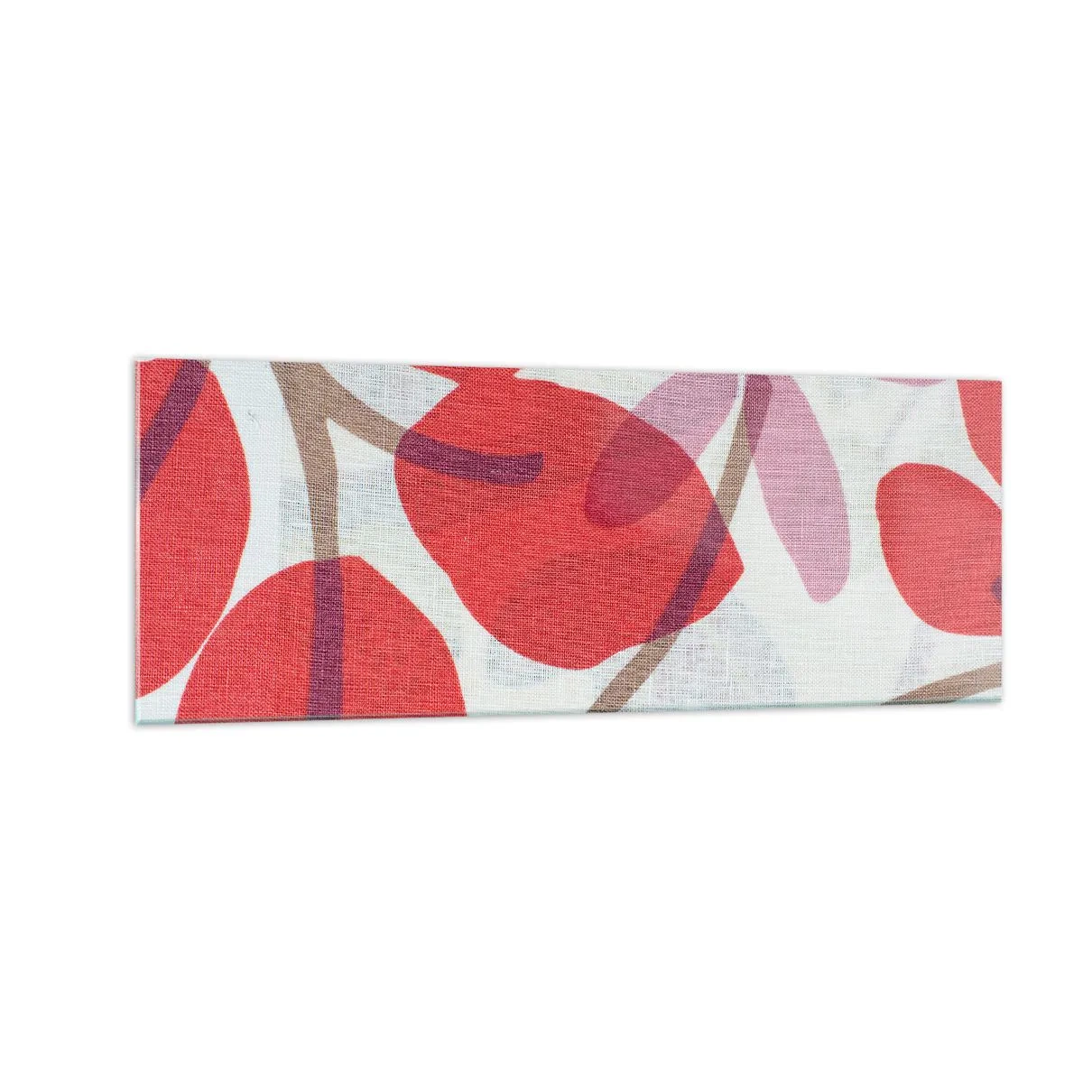 Impression sur verre - Image sur verre - Fleurs et feuilles dans les tons de rouge et de rose - 140x50cm - Composition florale dans les roses - Décoration murale moderne pour le salon et la chambre ARTTOR