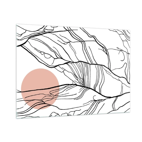 Impression sur verre - Image sur verre - Lignes ombragées de branches avec un soleil beige - 100x70cm - Dans un réseau de brindilles - Décoration murale moderne pour le salon et la chambre ARTTOR