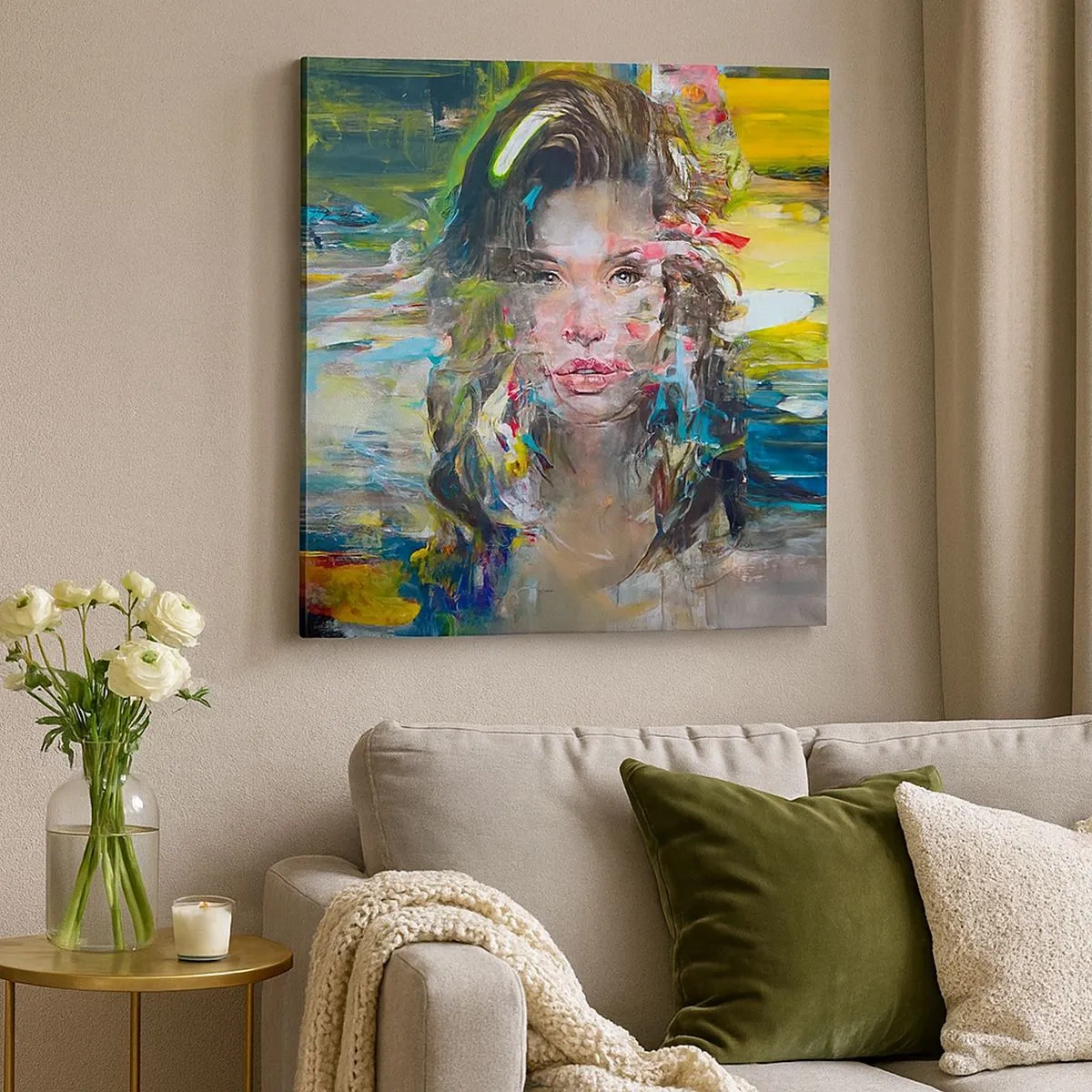 Impression sur toile - Image sur toile - Derrière l'air, un rideau - 30x30 cm