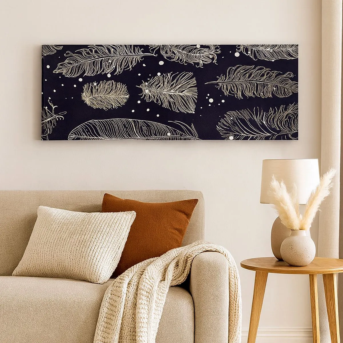 Impression sur toile - Image sur toile - Toile de plumes - 100x40 cm