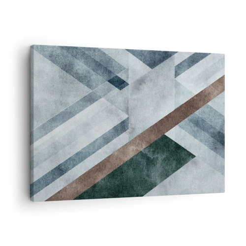 Impression sur toile - Image sur toile - Formes géométriques dans des tons froids de bleu et de marron - 70x50cm - Élégance sophistiquée de la géométrie - Décoration murale moderne pour le salon et la chambre ARTTOR