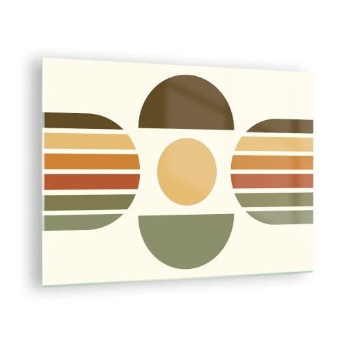 Impression sur verre - Image sur verre - Conception géométrique abstraite avec des tons terreux et des formes audacieuses - 70x50cm - Dans les coulaurs de la terre - Décoration murale moderne pour le salon et la chambre ARTTOR
