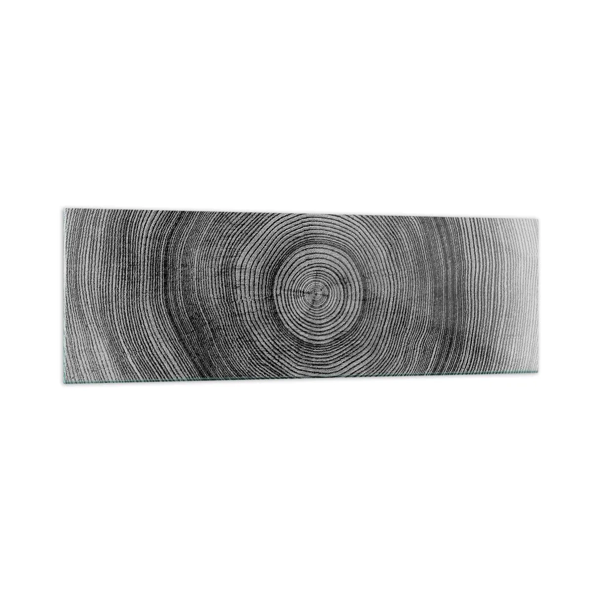 Impression sur verre - Image sur verre - Motif de cernes d'arbre noir et blanc montrant une coupe transversale du tronc - 160x50cm - Signe du temps - Décoration murale moderne pour le salon et la chambre ARTTOR