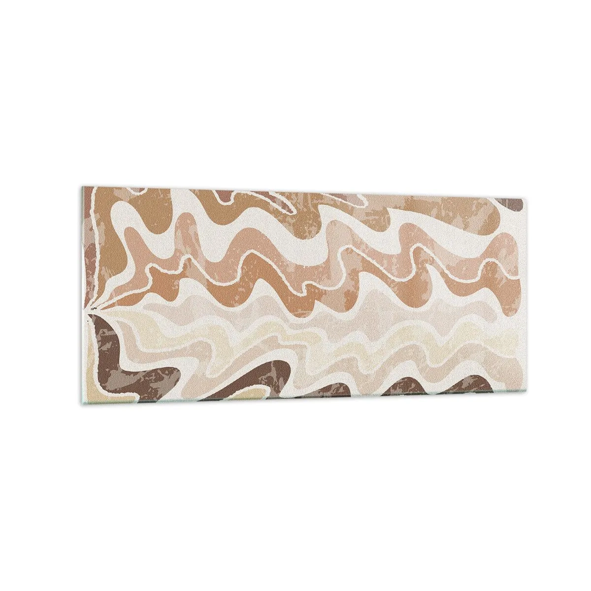 Impression sur verre - Image sur verre - Lignes abstraites ondulées dans des tons beiges - 120x50cm - Bonne énergie – bonnes émotions - Décoration murale moderne pour le salon et la chambre ARTTOR