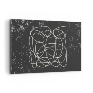 Impression sur toile - Image sur toile - Ligne abstraite sur fond noir avec des détails fins - 120x80cm - Errance des pensées - Décoration murale moderne pour le salon et la chambre ARTTOR