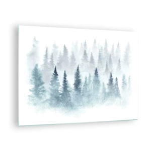 Impression sur verre - Image sur verre - Forêt de bambous enveloppée de brouillard - 70x50cm - Enveloppé de brouillard - Décoration murale moderne pour le salon et la chambre ARTTOR