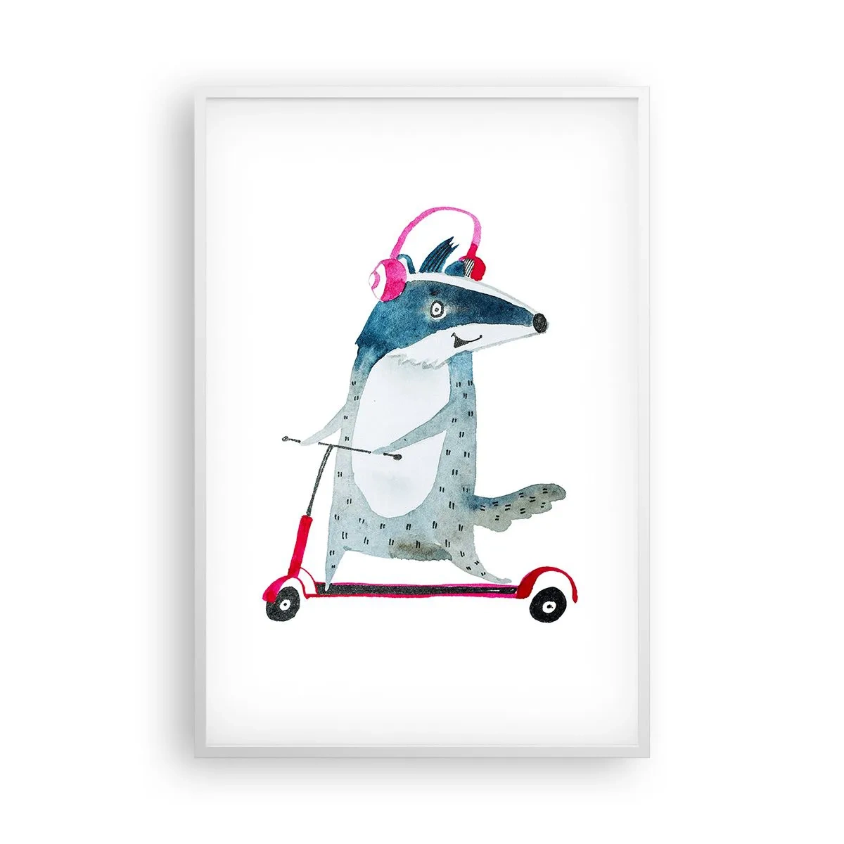 Affiche dans un cadre blanc - Poster - La joie du blaireau - 61x91 cm