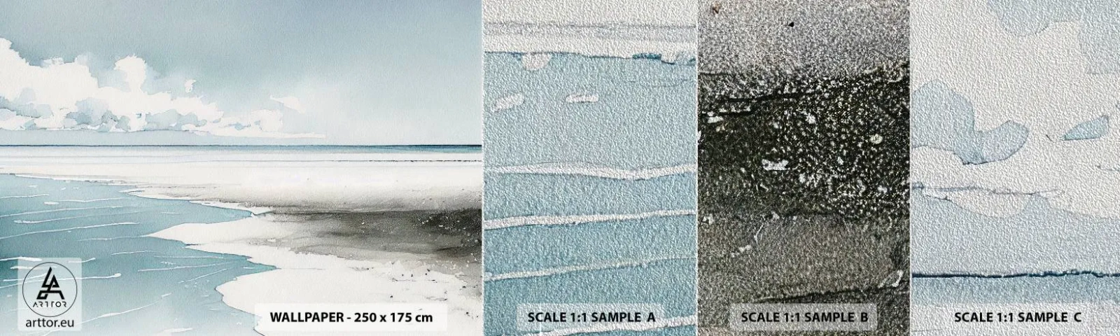 Échantillon de Papier Peint Premium Sand - Marée douce - Côte, Plage, Calme - 100x30 cm