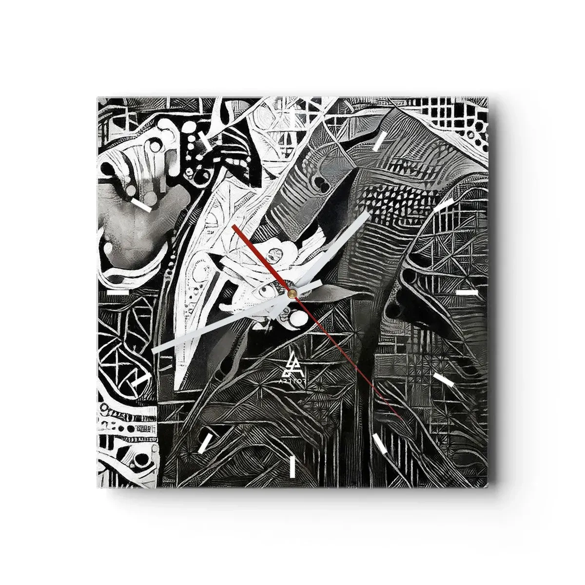 Horloge murale - Pendule murale - Abstraction élégante d'un homme en costume en noir et blanc - 30x30cm - Seulement en apparence un homme froid - Décoration murale moderne pour le salon et la chambre ARTTOR