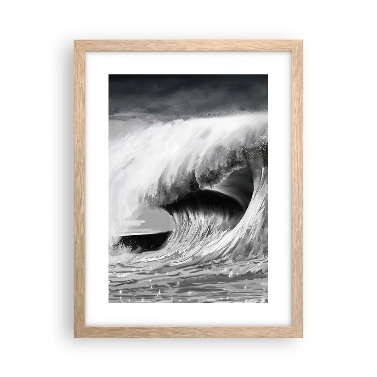 Affiche dans un chêne clair - Poster - La colère de l'océan - 30x40 cm
