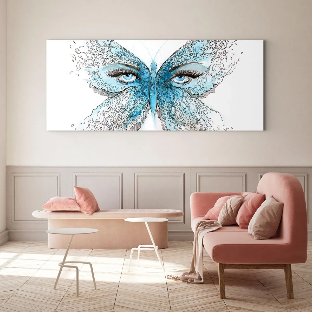 Impression sur verre - Image sur verre - Mésange bleue Eros - 90x30 cm