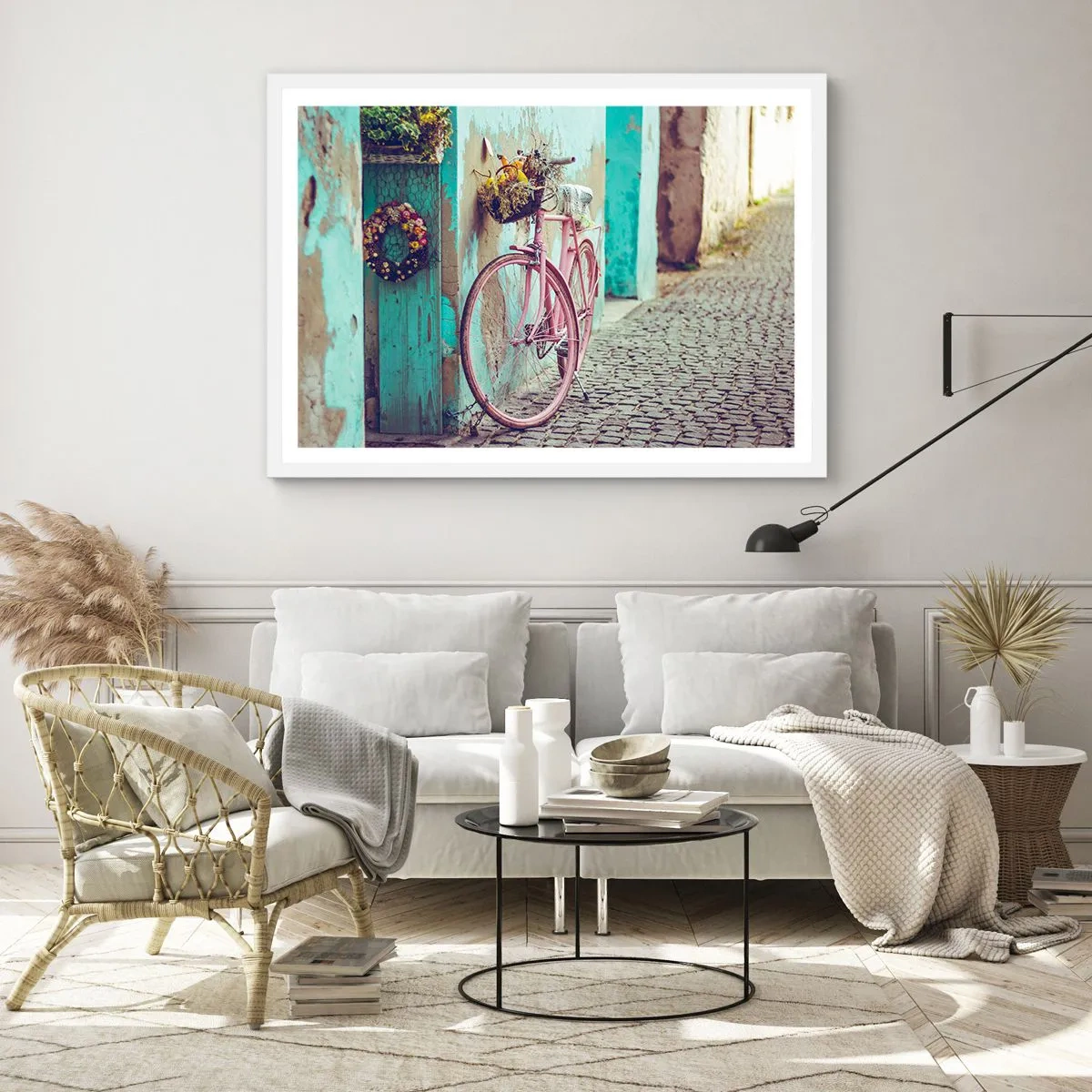 Affiche dans un cadre blanc - Poster - Je reviens tout de suite - 100x70 cm