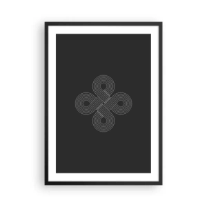 Affiche dans un cadre noir - Poster - Symbole géométrique sur fond noir - 50x70cm - Dans l'âme celtique - Décoration murale moderne pour le salon et la chambre ARTTOR