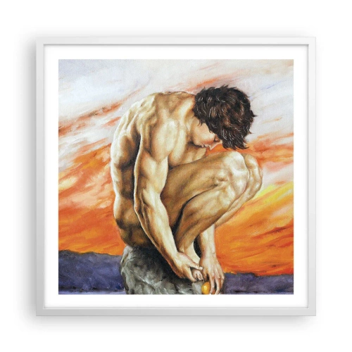 Affiche dans un cadre blanc - Poster - Plongé dans ses pensées - 60x60 cm