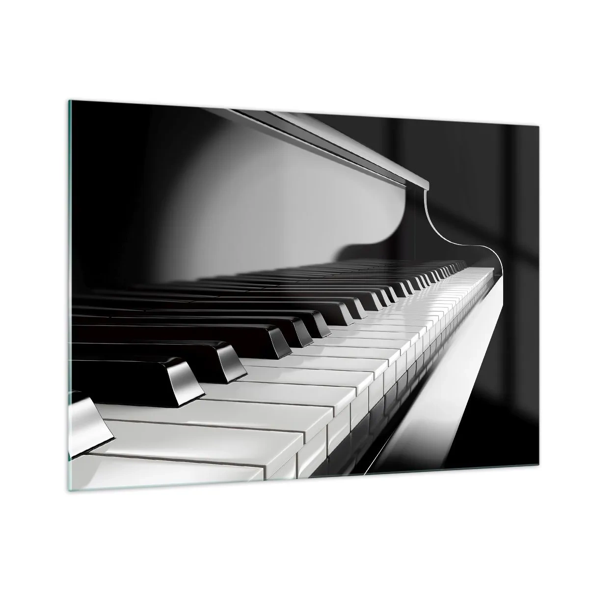 Impression sur verre - Image sur verre - Clavier de piano noir et blanc en perspective - 100x70cm - Harmonie des formes et des couleurs - Décoration murale moderne pour le salon et la chambre ARTTOR