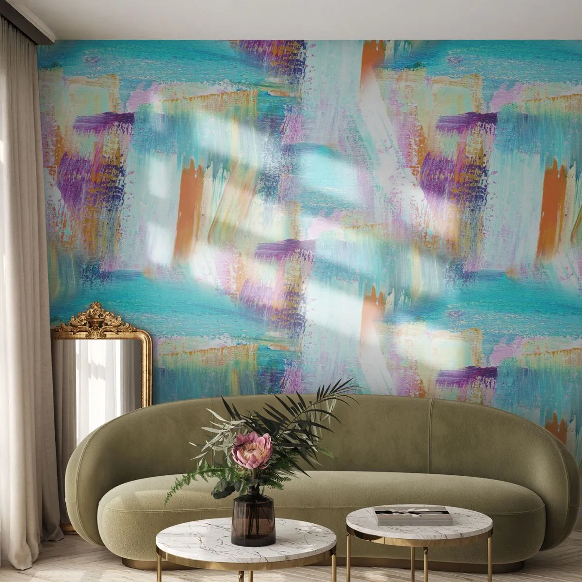 Papier Peint Photo Premium Sand - Labyrinthe reluisant - Abstraction, Morceau, Peinture - 450x315 cm