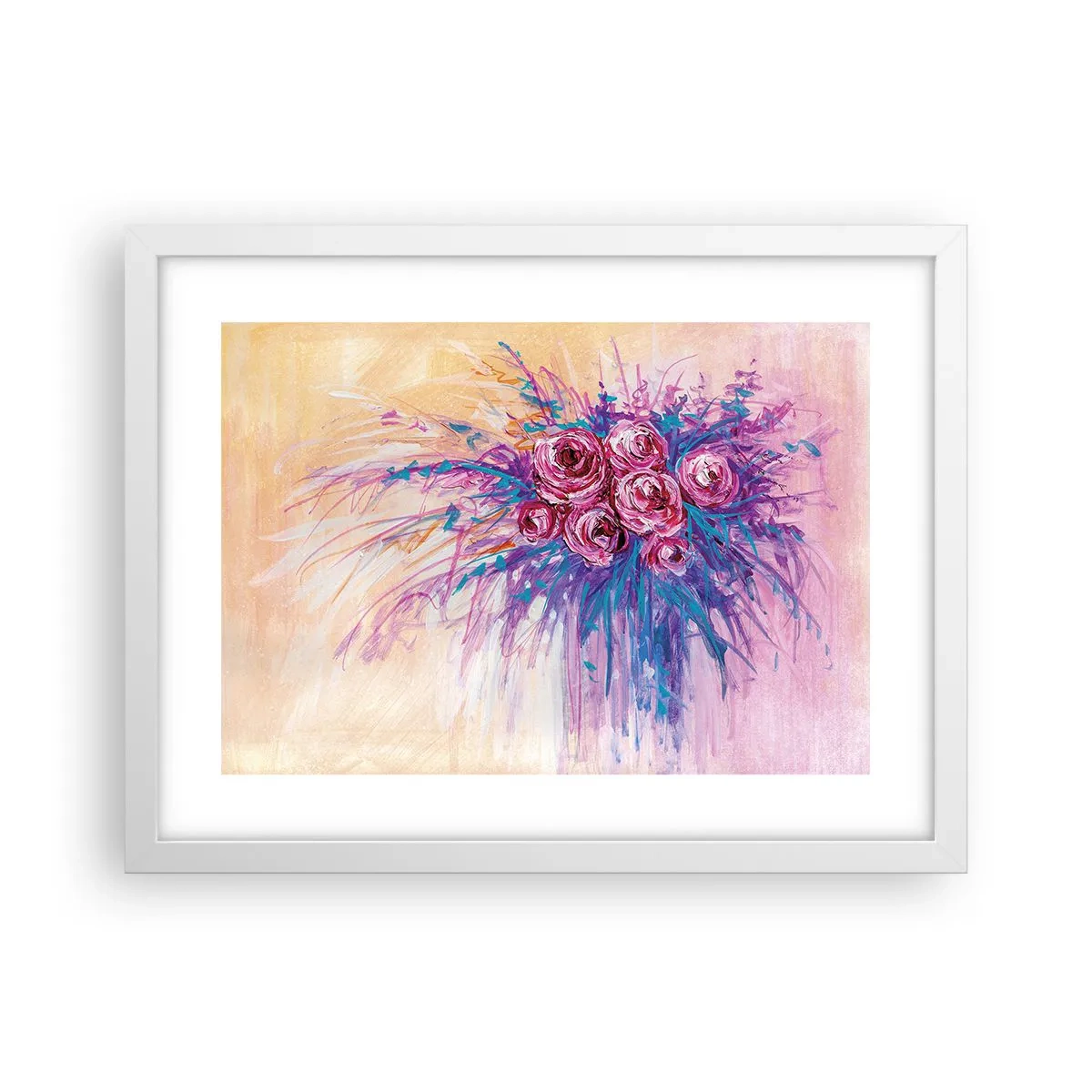 Affiche dans un cadre blanc - Poster - Fontaine aux roses - 40x30 cm